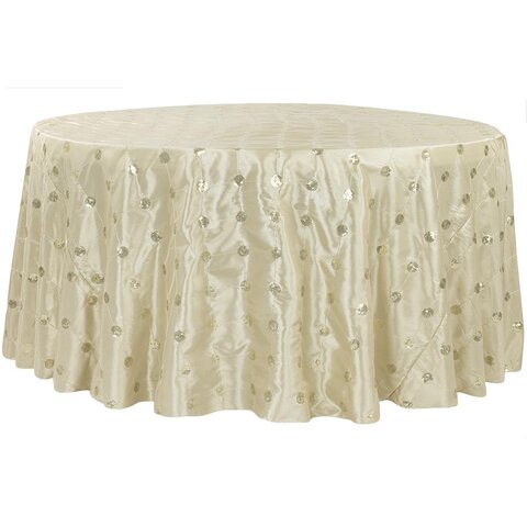 Champagne Sequin 132in Round Tablecloth