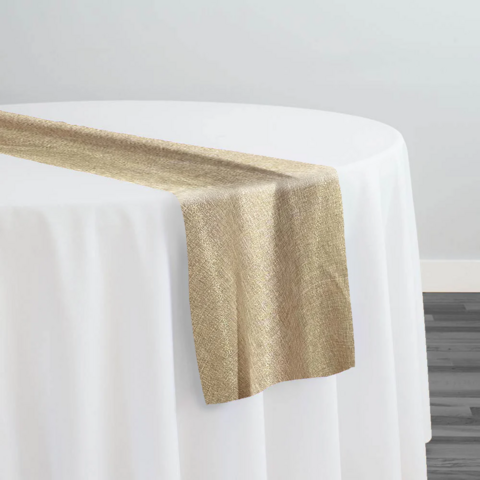 Champagne Metallic Paillette Faux Burlap Table Runner