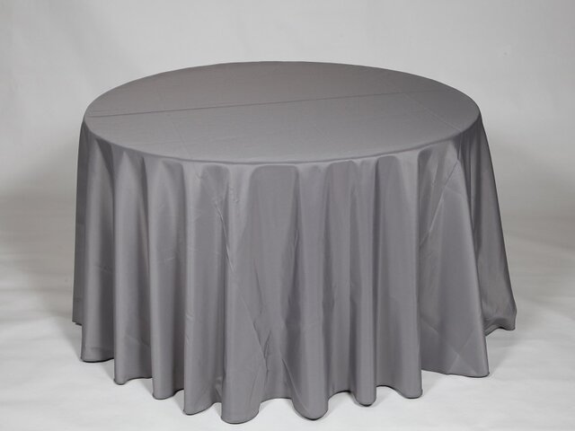 Pewter Polyester 132in Round Tablecloth