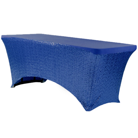 Navy Blue Sequin Spandex 6' Rectangular Table Cover