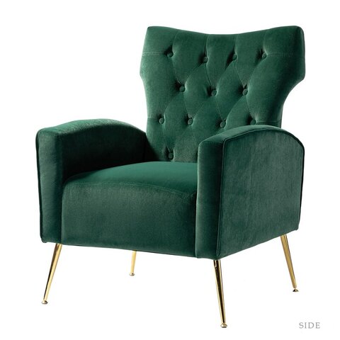 Green Tufted Velvet Wingback Chair