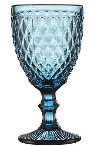 Blue Diamond Vintage Glass Goblet 12oz (25 Units Per Crate)