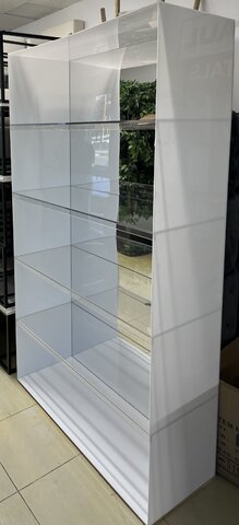 White Gloss Acrylic Mirrored Bar Back Shelf  