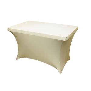 Ivory Spandex 4Ft Rectangular Table Cover