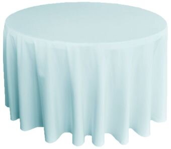 Light Blue Polyester 120in Round Tablecloth