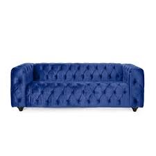 Navy Blue Velvet Deep Tufted Knight Sofa