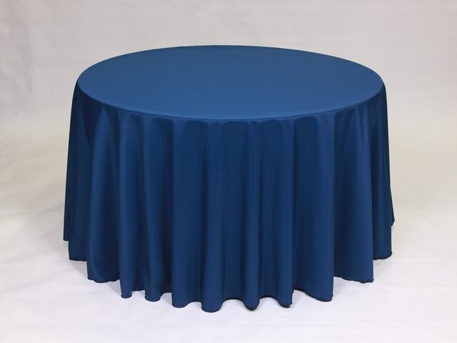 Navy Polyester 132'' Round Tablecloth