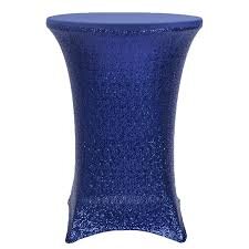 Navy Sequin Spandex 30in Round Cocktail Table Cover