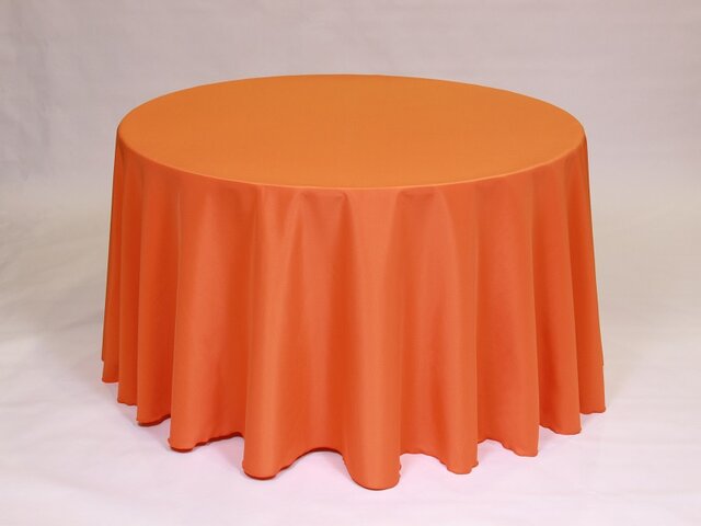 Orange Polyester 132'' Round Tablecloth