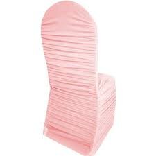Pink Spandex Ruched Banquet Chair Cover