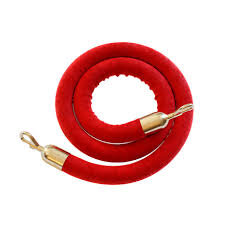 Red Velvet 6Ft Hanging Rope with Polished Brass/Gold Ends