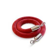 Red Velvet 6Ft Hanging Rope with Polished Stainless Steel Ends