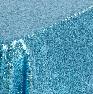 Aqua Glimmer Sequin 132'' Round Tablecloth