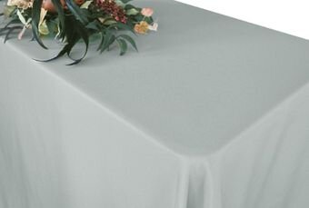 Silver Polyester 90in x 132in Rectangular Tablecloth