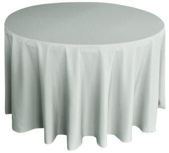 Silver Polyester 108in Round Tablecloth