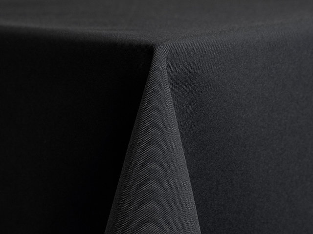 Black Polyester 90In x 132In Rectangular Tablecloth