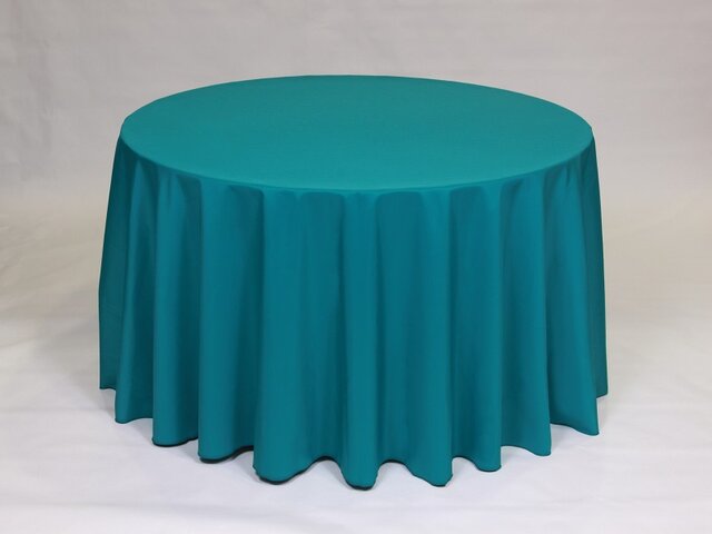 Teal Polyester 132in Round Tablecloth