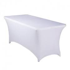 White Spandex 6Ft Rectangular Table Cover