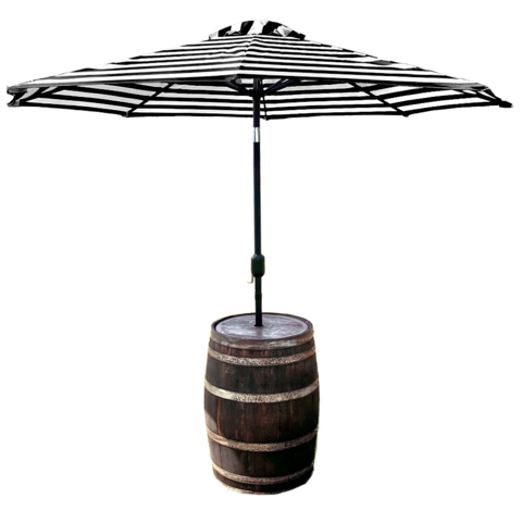 Brown Walnut Wine Barrel with Umbrella 