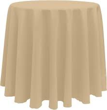 Camel Polyester 120in Round Tablecloth