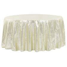 Ivory Glimmer Sequin 132In Round Tablecloth