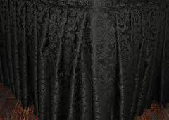 Black Damask Jacquard Polyester 21Ft. Table Skirt