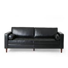 Black Italica Leather Arm Sofa