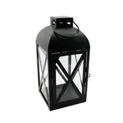 Black 12in Lantern with LED Candle 