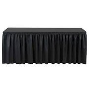 Black Polyester 17ft Long Table Skirt and Clips