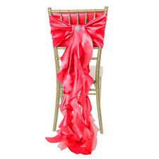 Coral Curly Willow Chair Sash and Cap