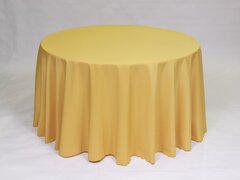 Gold Polyester 120'' Round Tablecloth