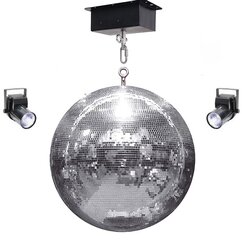 Disco Ball 24in with DMX Heavy Duty Motor and 2-Pinspot Lights