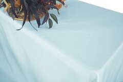 Light Blue Polyester 90" x 132" Rectangular Tablecloth
