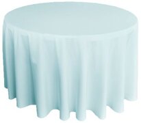 Light Blue Polyester 132in Round Tablecloth