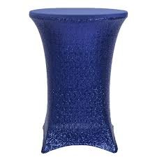 Navy Blue Sequin Spandex 30in Round Cocktail Table Cover