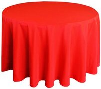 Red Polyester 132'' Round Tablecloth