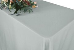 Silver Polyester 90in x 132in Rectangular Tablecloth