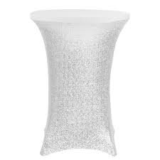 Silver Sequin Spandex 30in Round Cocktail Table Cover
