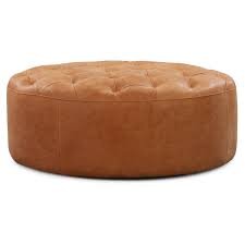 Rust Faux Leather Ottoman