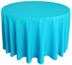 Turquoise Polyester 132in Round Tablecloth