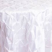 White Pinched Wheel 132" Round Tablecloth