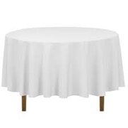 White Polyester 108in Round Tablecloth