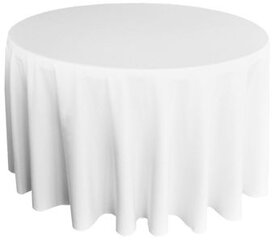 White Polyester 120in Round Tablecloth