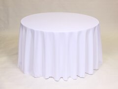 White Polyester 108in Round Tablecloth