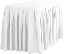 White Polyester 21' Long Table Skirt and Clips