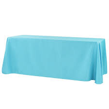 Aqua Polyester 90in x 132in Rectangular Tablecloth