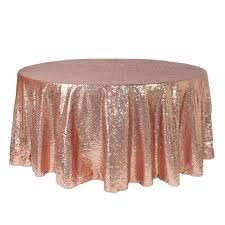 Blush Glimmer Sequin 132in Round Tablecloth