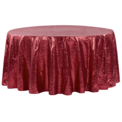 Burgundy Glimmer Sequin 132" Round Tablecloth