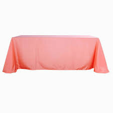 Coral Polyester 90In x 132In Rectangular Tablecloth