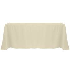 Cream 7116 Polyester 90" x 132'' Rectangular Tablecloth